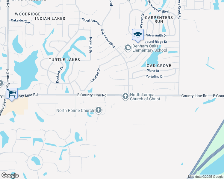 map of restaurants, bars, coffee shops, grocery stores, and more near 24401 Summer Wind Court in Lutz
