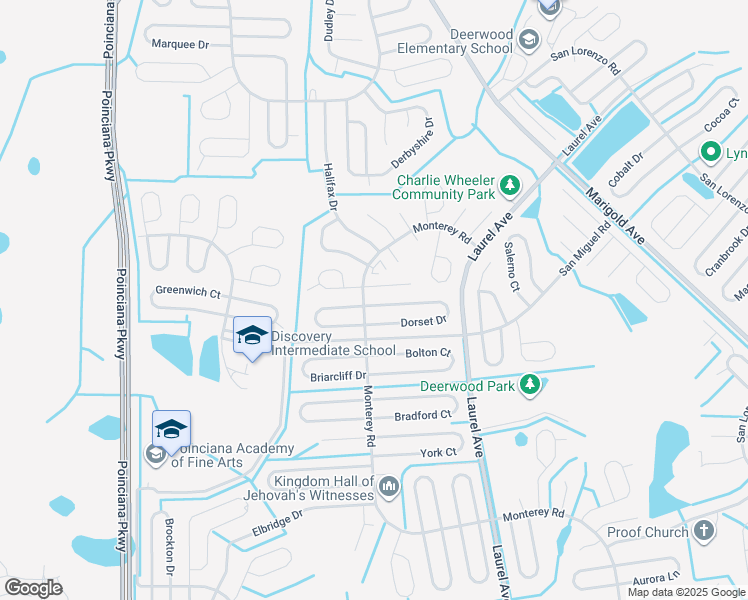 map of restaurants, bars, coffee shops, grocery stores, and more near 68 Dorset Drive in Kissimmee