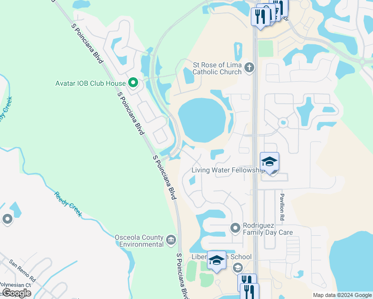 map of restaurants, bars, coffee shops, grocery stores, and more near 4001 Marina Isle Drive in Kissimmee