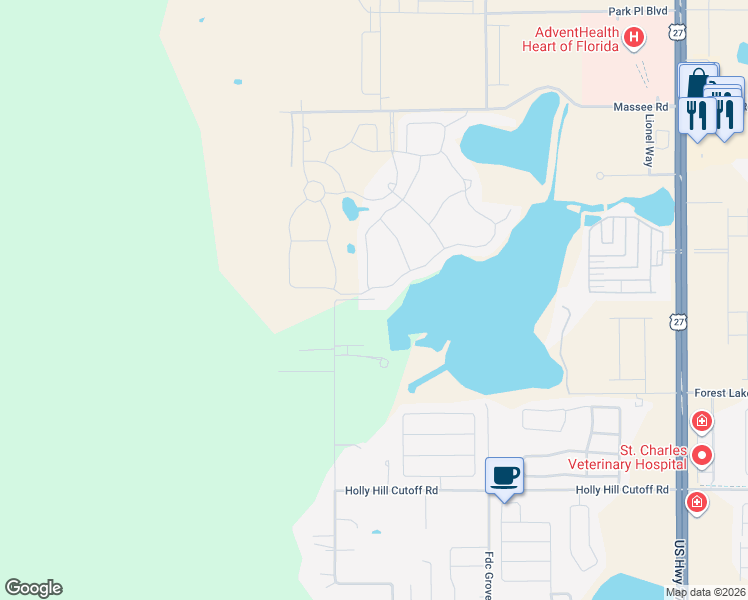 map of restaurants, bars, coffee shops, grocery stores, and more near 999 Diamond Acres Road in Davenport