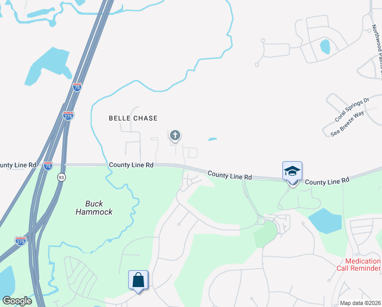 map of restaurants, bars, coffee shops, grocery stores, and more near 26403 Limestone Springs Way in Wesley Chapel