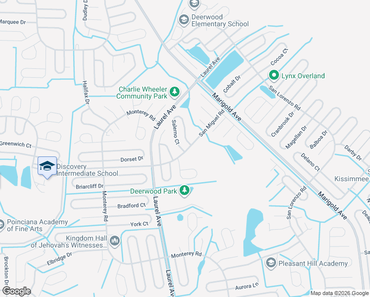 map of restaurants, bars, coffee shops, grocery stores, and more near 845 San Jose Court in Kissimmee