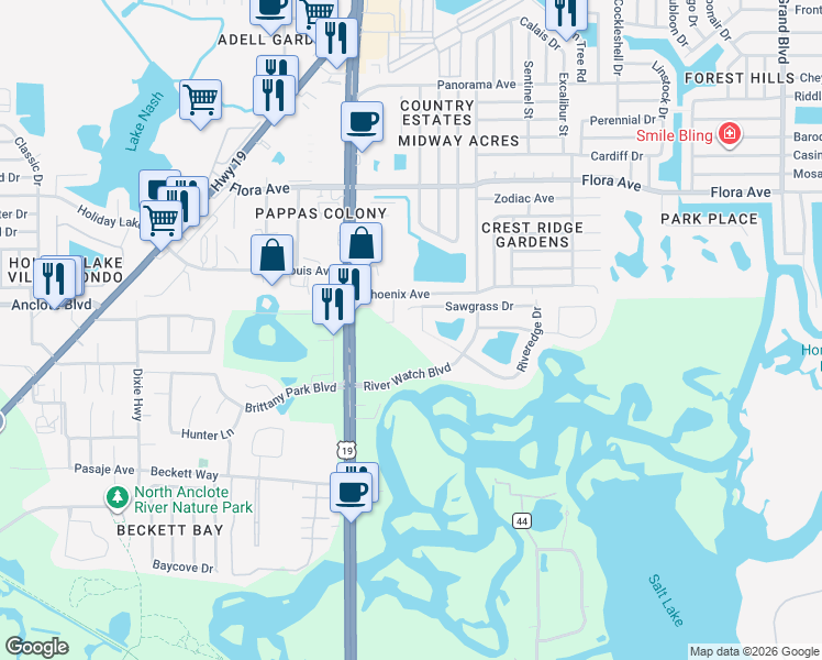 map of restaurants, bars, coffee shops, grocery stores, and more near 1948 Anclote Vista in Tarpon Springs