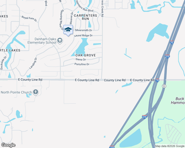 map of restaurants, bars, coffee shops, grocery stores, and more near Lambrusco Loop in Lutz