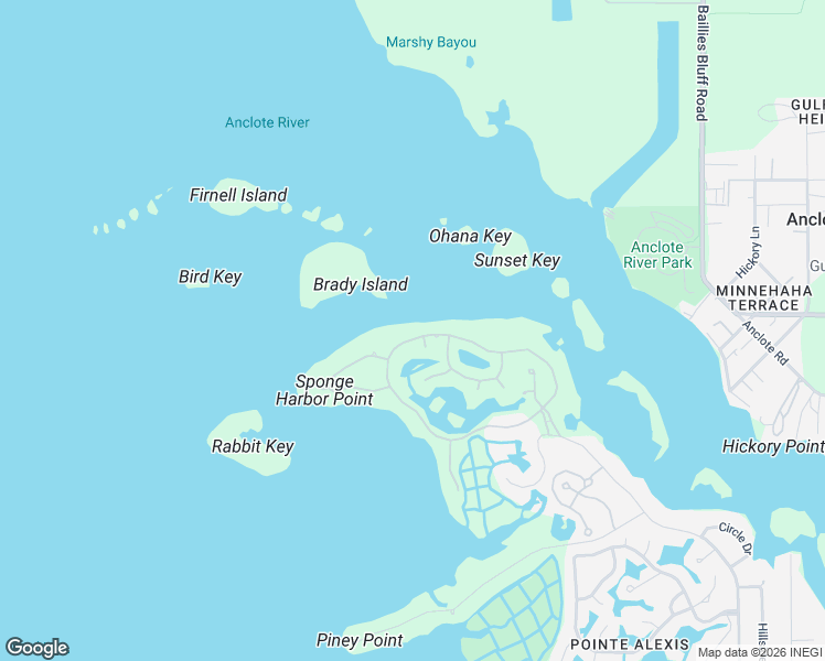map of restaurants, bars, coffee shops, grocery stores, and more near 2059 North Pointe Alexis Drive in Tarpon Springs