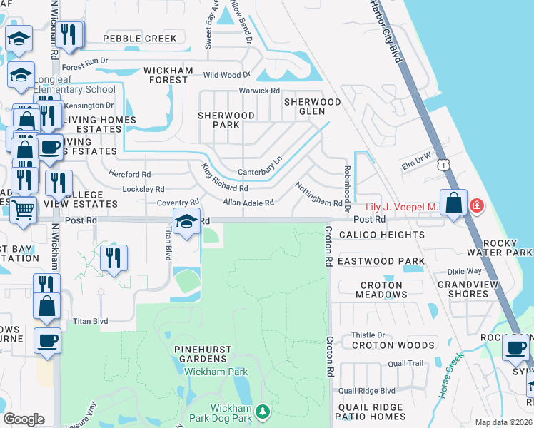 map of restaurants, bars, coffee shops, grocery stores, and more near 2274 Allan Adale Road in Melbourne