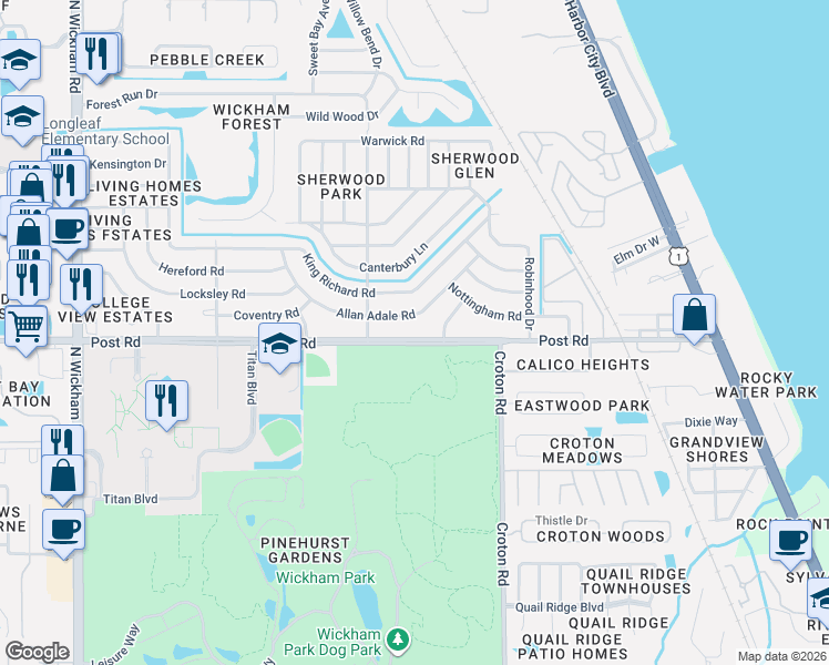 map of restaurants, bars, coffee shops, grocery stores, and more near 2274 Allan Adale Road in Melbourne