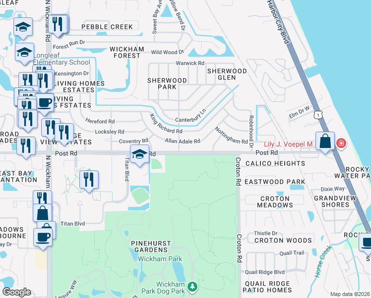 map of restaurants, bars, coffee shops, grocery stores, and more near 2274 Allan Adale Road in Melbourne