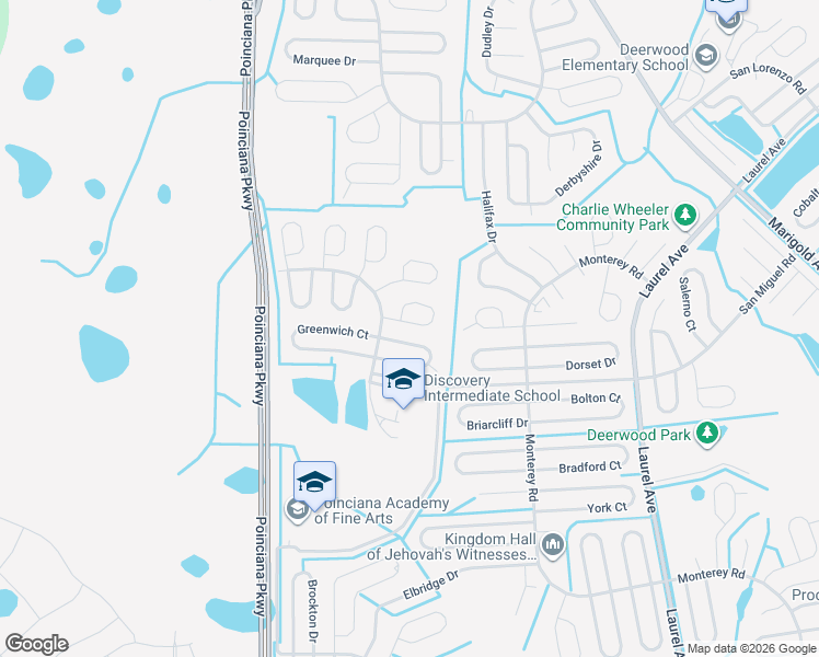 map of restaurants, bars, coffee shops, grocery stores, and more near 210 Dalton Drive in Kissimmee