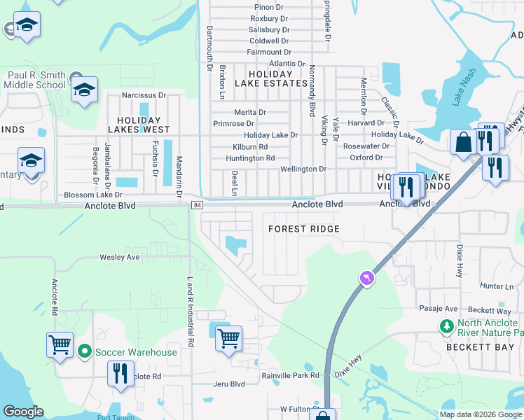 map of restaurants, bars, coffee shops, grocery stores, and more near 398 Wood Chuck Avenue in Tarpon Springs