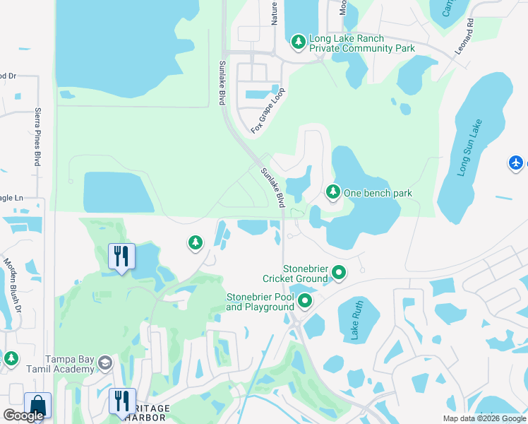 map of restaurants, bars, coffee shops, grocery stores, and more near 1215 Multiflora Loop in Lutz