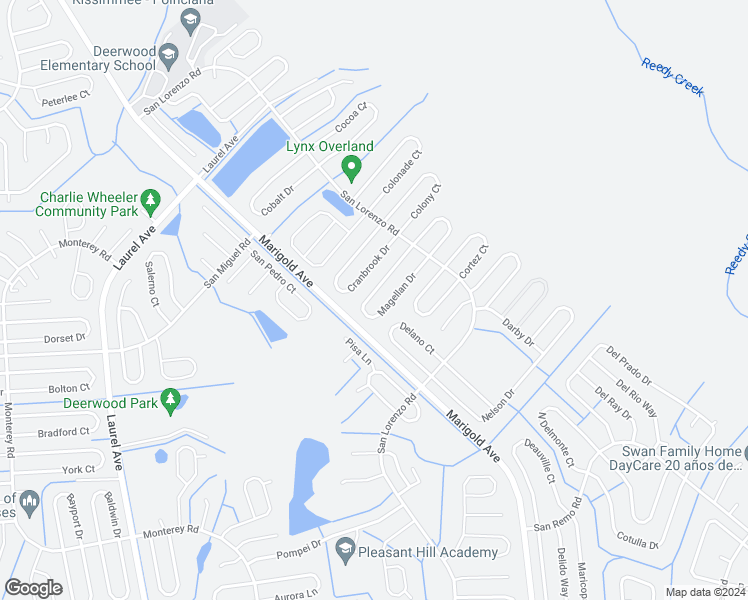 map of restaurants, bars, coffee shops, grocery stores, and more near 248 Magellan Drive in Kissimmee