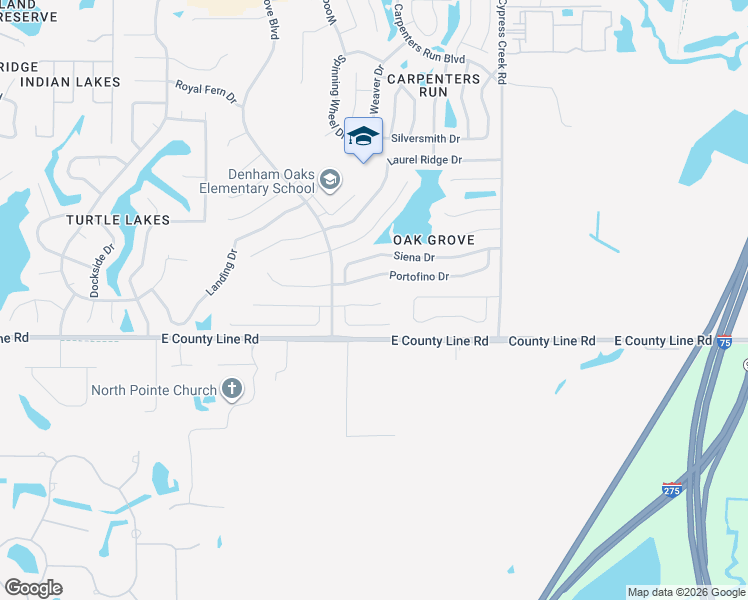 map of restaurants, bars, coffee shops, grocery stores, and more near 24641 Victoria Wood Court in Lutz