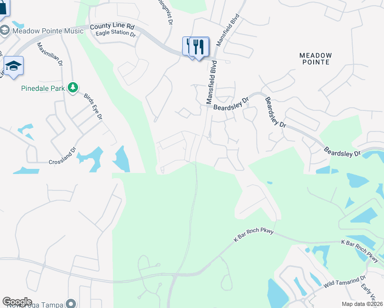 map of restaurants, bars, coffee shops, grocery stores, and more near 1214 Godavari Way in Wesley Chapel