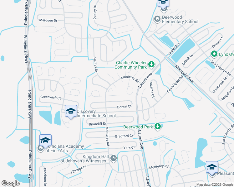 map of restaurants, bars, coffee shops, grocery stores, and more near 13 Northfleet Lane in Kissimmee