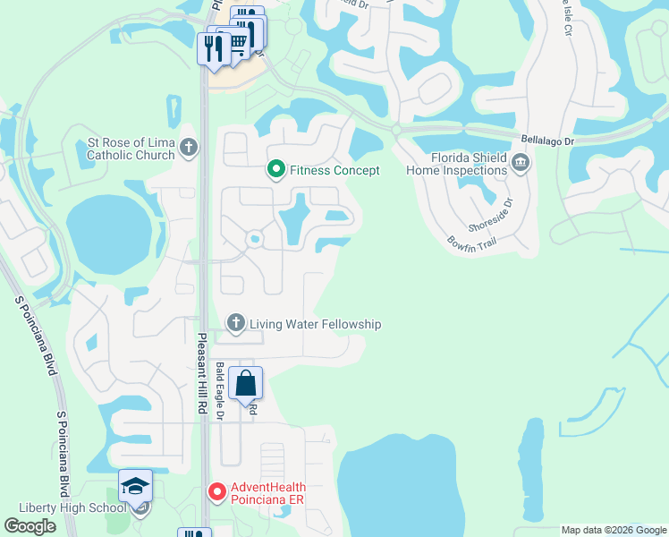 map of restaurants, bars, coffee shops, grocery stores, and more near 4032 Cannon Court in Kissimmee