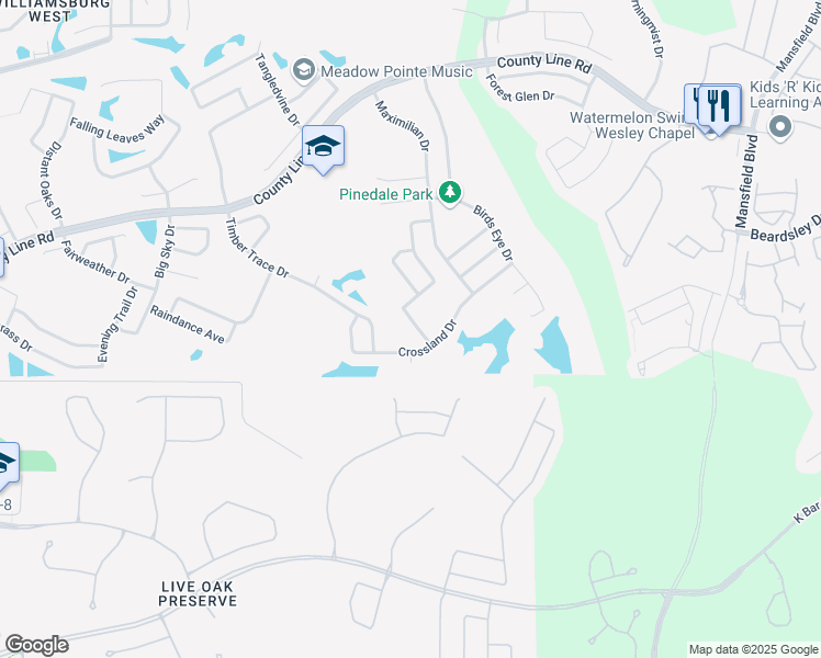 map of restaurants, bars, coffee shops, grocery stores, and more near 1111 Crimson Clover Lane in Zephyrhills