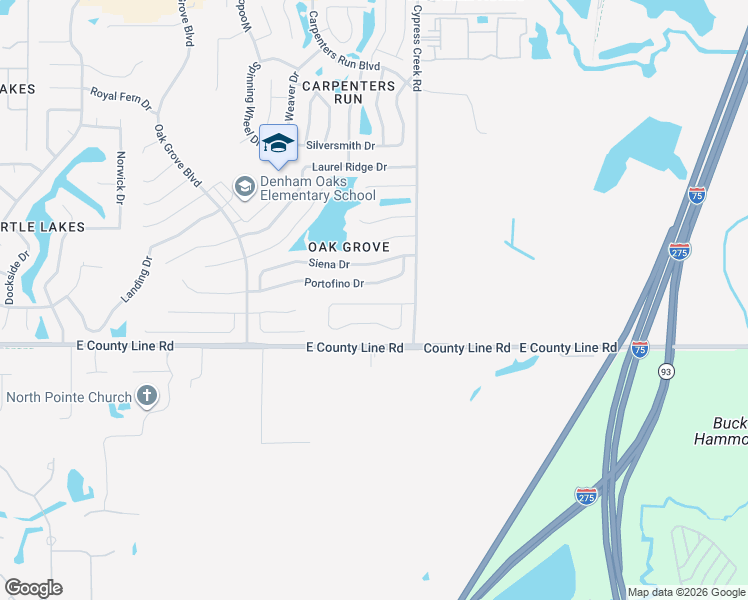 map of restaurants, bars, coffee shops, grocery stores, and more near 24836 Portofino Drive in Lutz