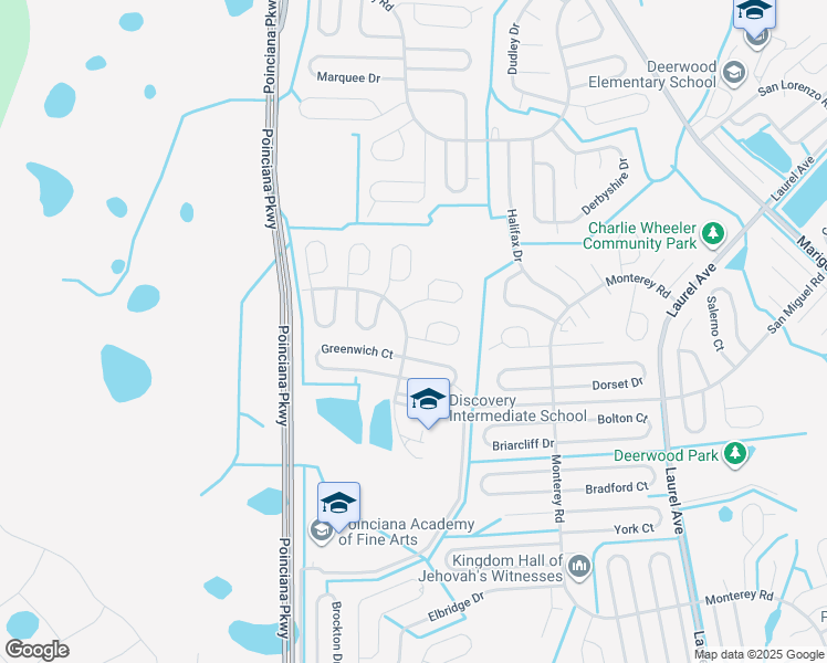 map of restaurants, bars, coffee shops, grocery stores, and more near 201 Dalton Drive in Kissimmee