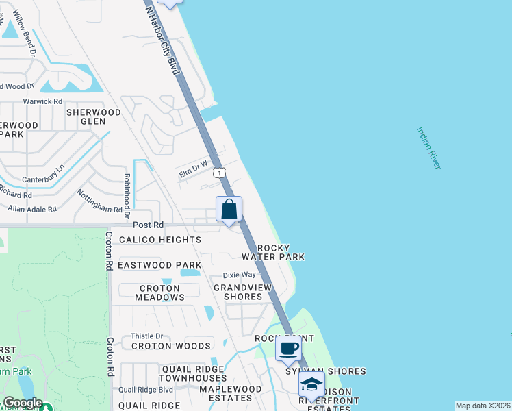 map of restaurants, bars, coffee shops, grocery stores, and more near 4049 U.S. 1 in Melbourne