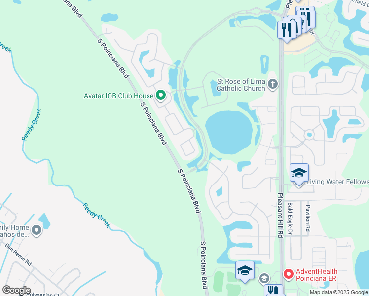 map of restaurants, bars, coffee shops, grocery stores, and more near 4019 Bougainvillea Place in Kissimmee