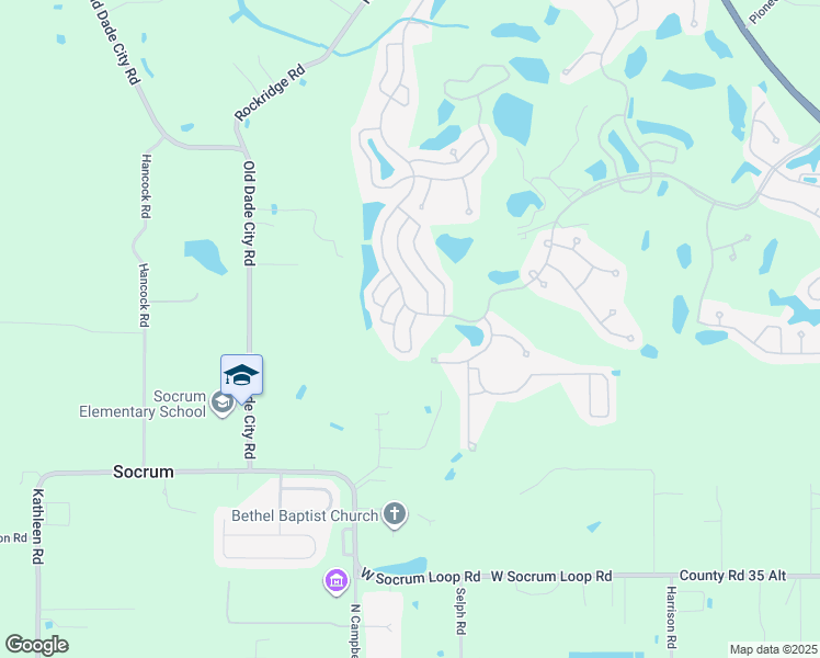 map of restaurants, bars, coffee shops, grocery stores, and more near Hoosier Circle in Lakeland