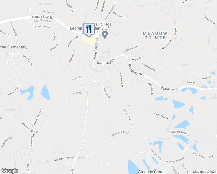 map of restaurants, bars, coffee shops, grocery stores, and more near 30208 Goodwick Way in Wesley Chapel