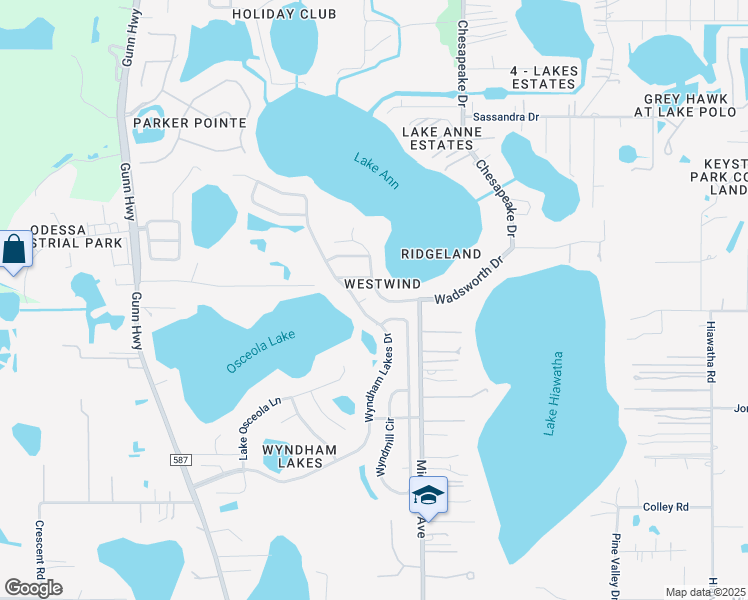 map of restaurants, bars, coffee shops, grocery stores, and more near 19933 Wyndmill Circle in Odessa