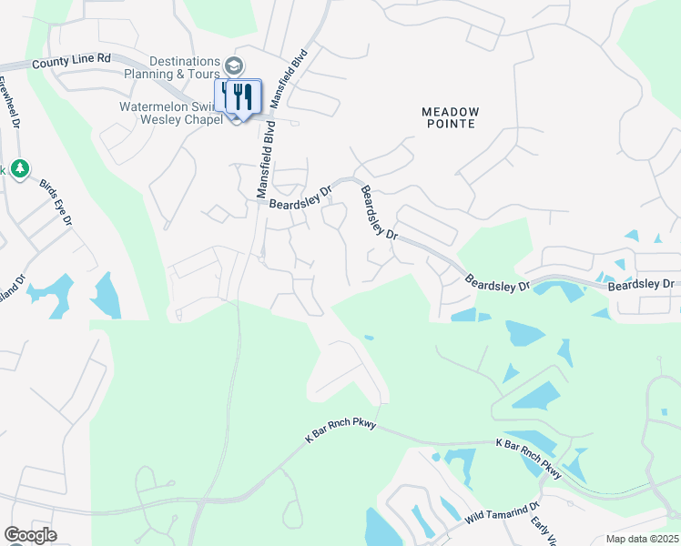 map of restaurants, bars, coffee shops, grocery stores, and more near 1121 Kennewick Court in Zephyrhills