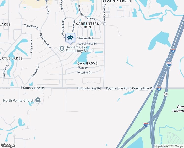 map of restaurants, bars, coffee shops, grocery stores, and more near 24836 Portofino Drive in Lutz