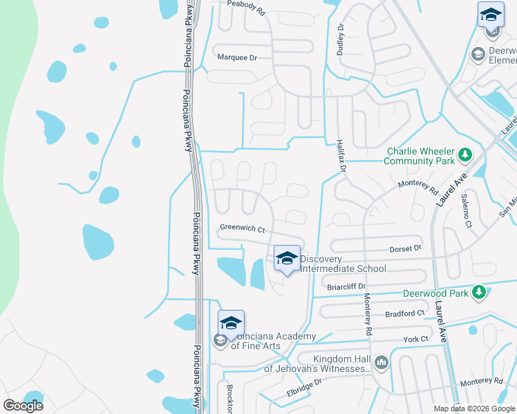 map of restaurants, bars, coffee shops, grocery stores, and more near 809 Glastonbury Drive in Kissimmee