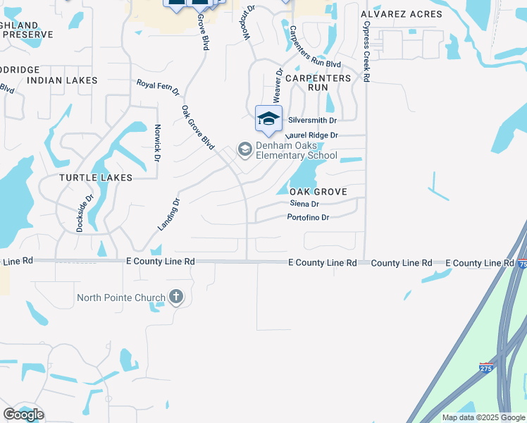 map of restaurants, bars, coffee shops, grocery stores, and more near 1224 Avonwood Court in Lutz