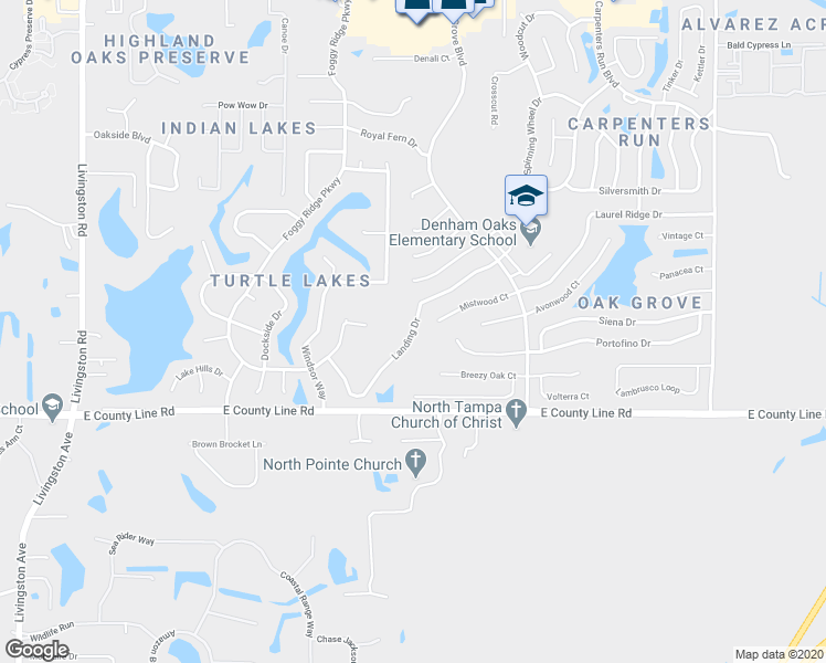 map of restaurants, bars, coffee shops, grocery stores, and more near 24325 Landing Drive in Lutz