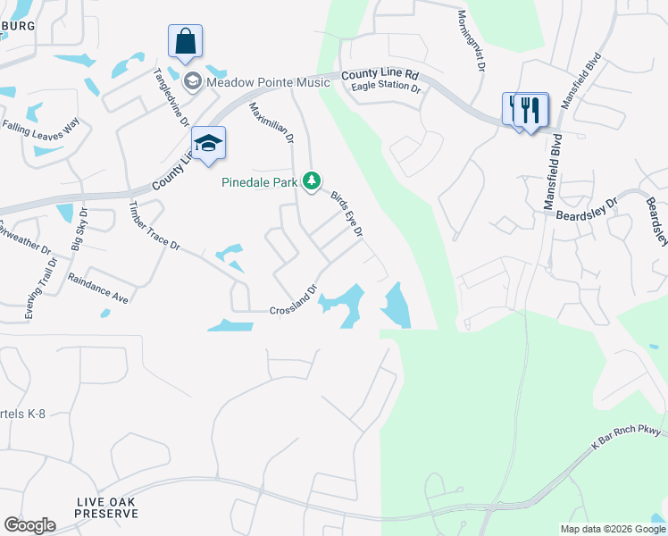 map of restaurants, bars, coffee shops, grocery stores, and more near 29454 Crossland Drive in Wesley Chapel