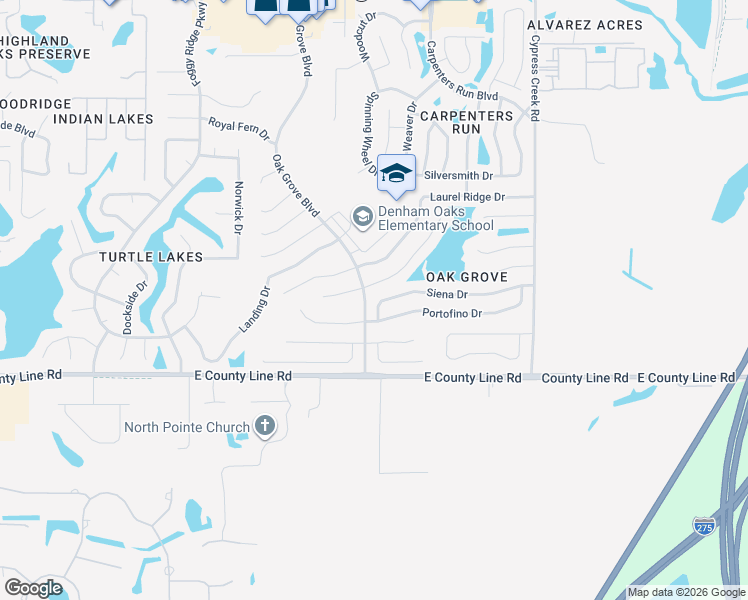 map of restaurants, bars, coffee shops, grocery stores, and more near 24543 Siena Drive in Lutz