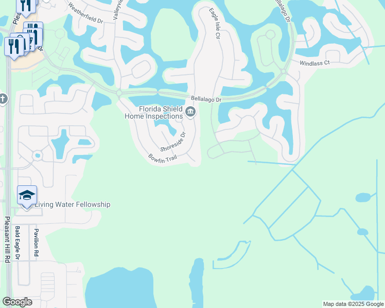 map of restaurants, bars, coffee shops, grocery stores, and more near 3882 Bowfin Trail in Kissimmee