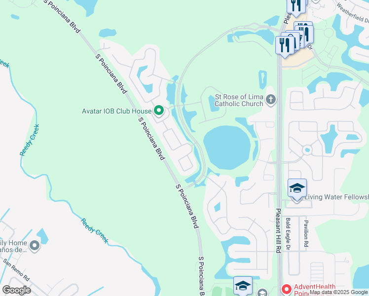 map of restaurants, bars, coffee shops, grocery stores, and more near 3953 Port Sea Place in Kissimmee