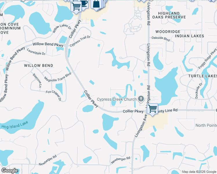 map of restaurants, bars, coffee shops, grocery stores, and more near 1106 Waybrook Court in Lutz