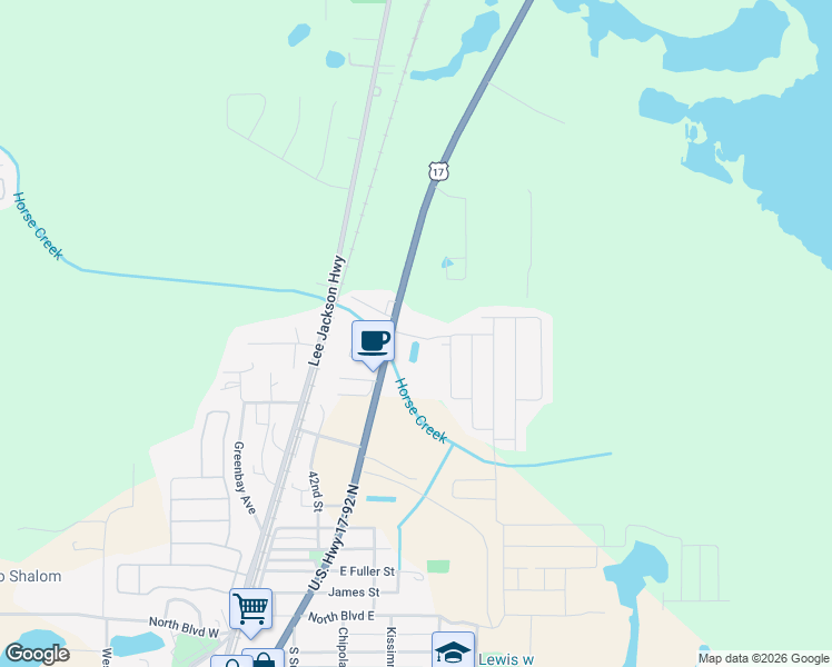 map of restaurants, bars, coffee shops, grocery stores, and more near 1128 U.S. 17 in Davenport