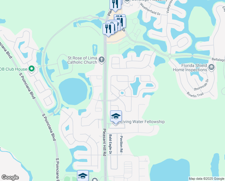 map of restaurants, bars, coffee shops, grocery stores, and more near 3908 Blossom Dew Drive in Kissimmee