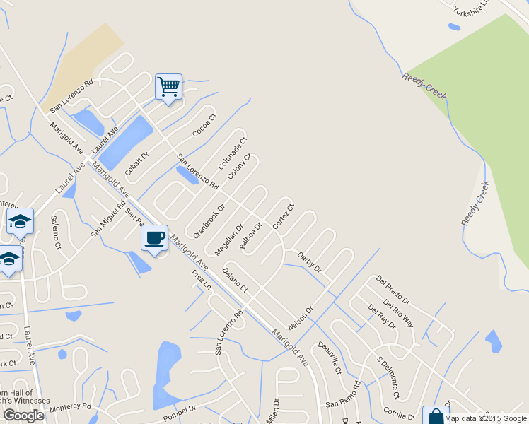 map of restaurants, bars, coffee shops, grocery stores, and more near 340 Cortez Court in Kissimmee