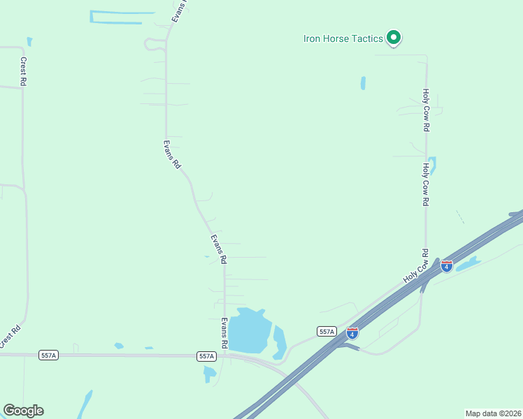 map of restaurants, bars, coffee shops, grocery stores, and more near 9521 Evans Road in Polk City