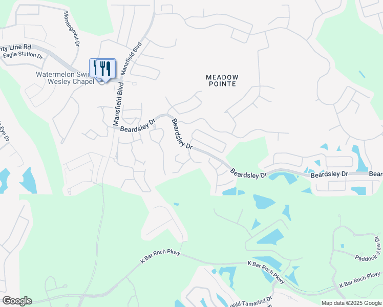 map of restaurants, bars, coffee shops, grocery stores, and more near 1142 Hillhurst Drive in Wesley Chapel