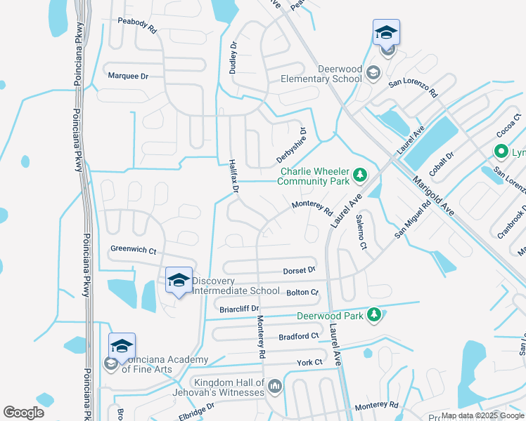 map of restaurants, bars, coffee shops, grocery stores, and more near 806 Halifax Drive in Kissimmee