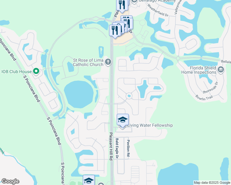 map of restaurants, bars, coffee shops, grocery stores, and more near 3908 Blossom Dew Drive in Kissimmee