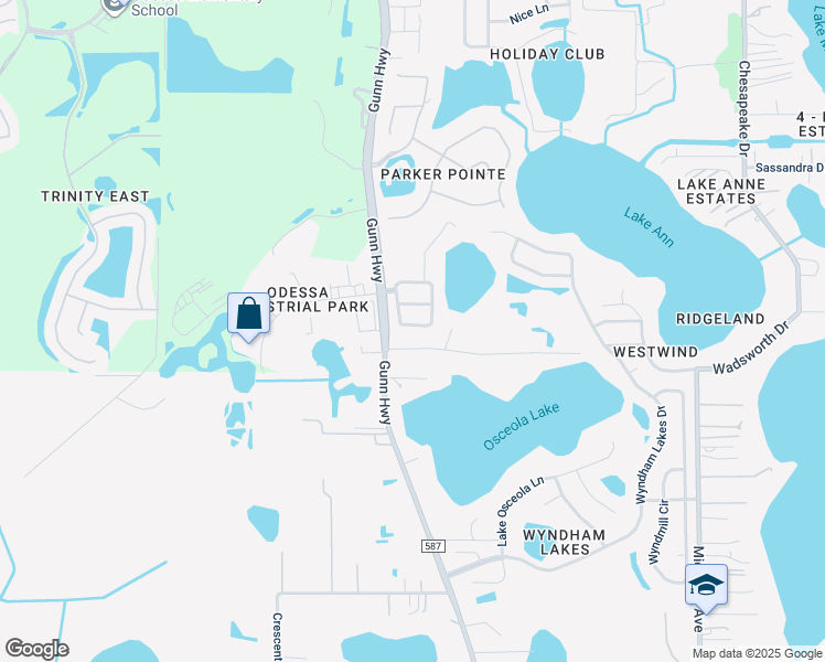 map of restaurants, bars, coffee shops, grocery stores, and more near 1419 Loretto Circle in Odessa
