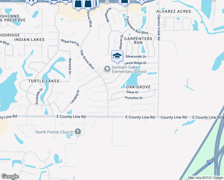 map of restaurants, bars, coffee shops, grocery stores, and more near 1224 Avonwood Court in Lutz
