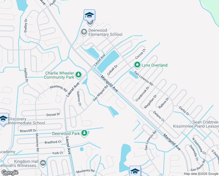 map of restaurants, bars, coffee shops, grocery stores, and more near 802 San Pedro Court in Kissimmee