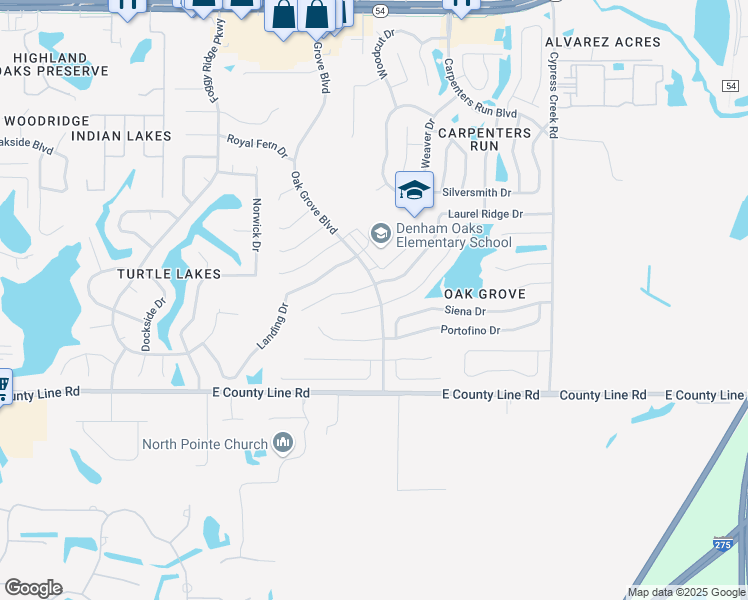 map of restaurants, bars, coffee shops, grocery stores, and more near 24519 Karnali Court in Lutz