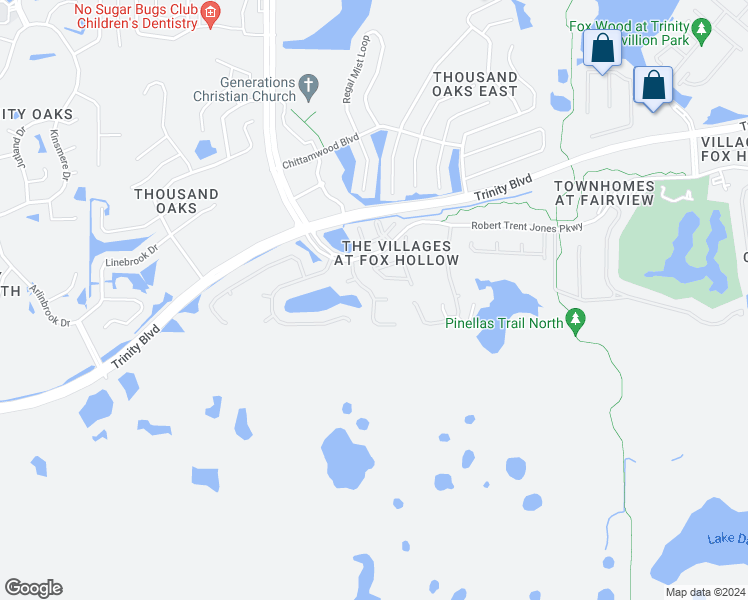 map of restaurants, bars, coffee shops, grocery stores, and more near 9250 Haynie Court in Trinity